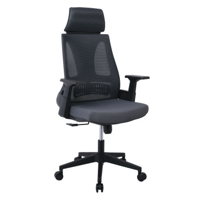 CF8750 Πολυθρόνα Γραφείου Διευθυντή, Mesh Γκρι, Ύφασμα Γκρι